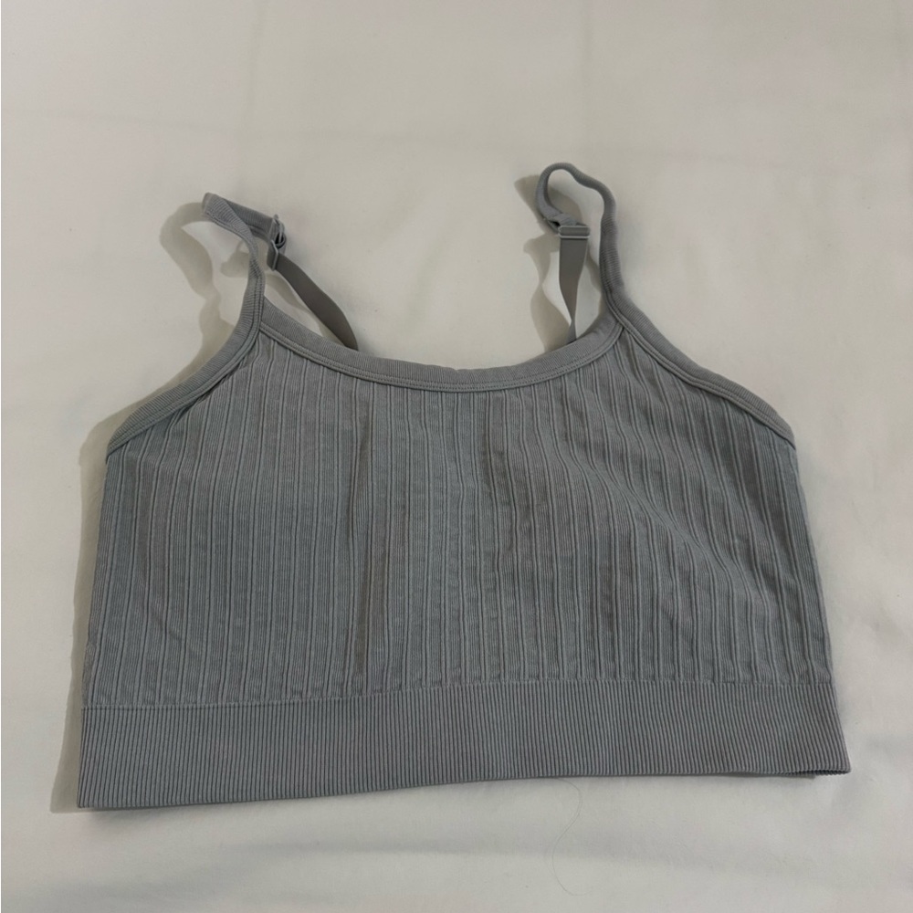 Aerie Real Me Gray Ribbed Sports Bra
